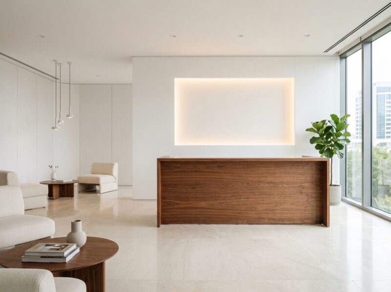 Reception and Lobby designed and built by ARK Civil and Interiors